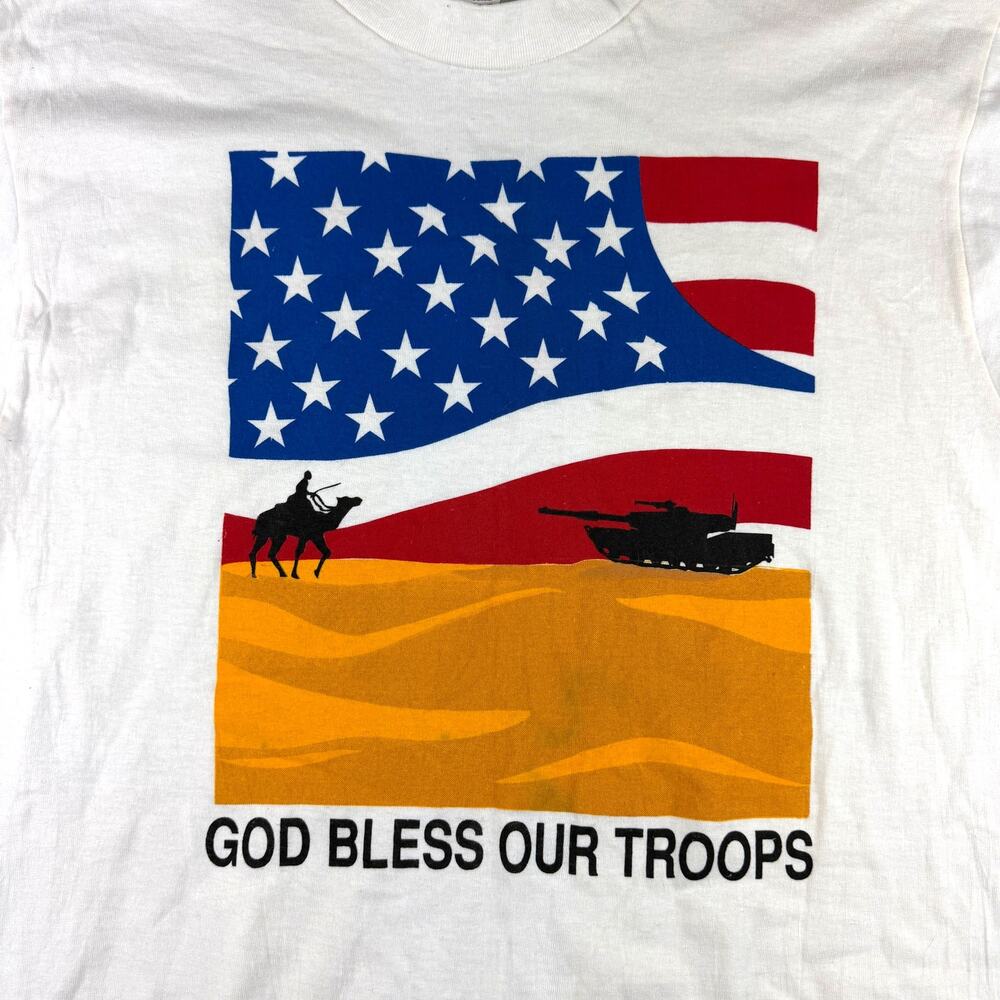 God Bless Our Troop Shirt Vintage Large